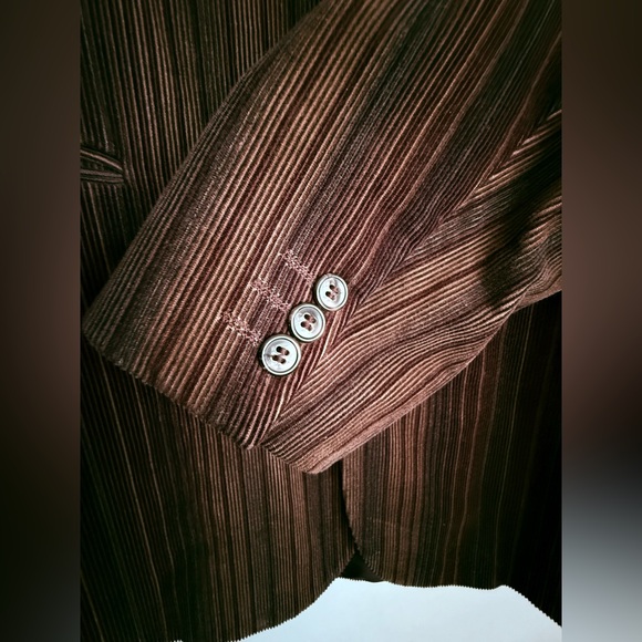 Selected Homme Y2K Brown Corduroy Striped Blazer Jacket‎ XXL Indie Sleaze EU 56 - Picture 4 of 11